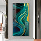 Green Abstract Art Glass Finish Vertical Wall Art