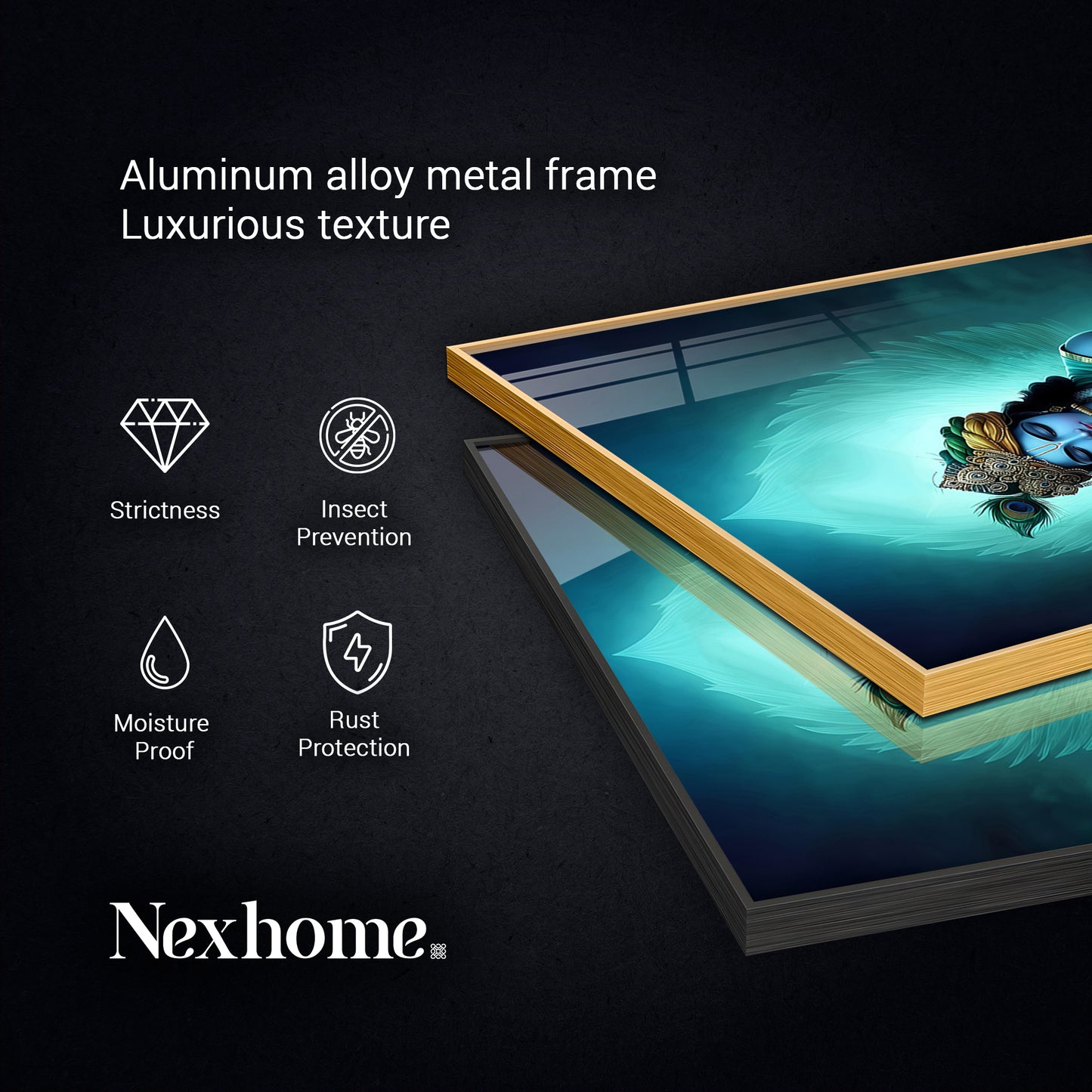 Spiritual Krishna In Vibrant Color Glass Finish Vertical Wall Art