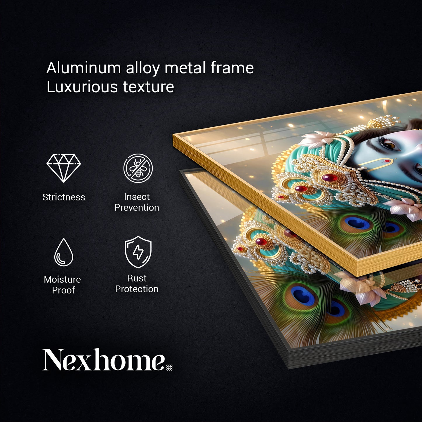 Lord Jai Shri Krishna Glass Finish Vertical Wall Art