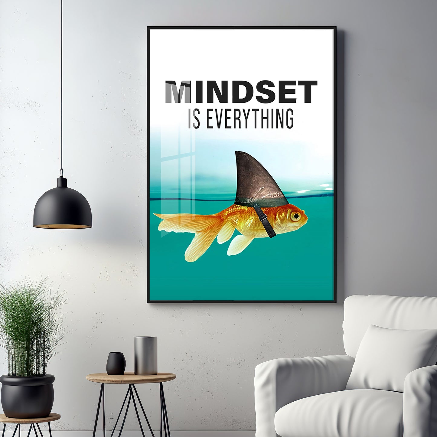 Mindset Is Everything Glass Finish Vertical Wall Art