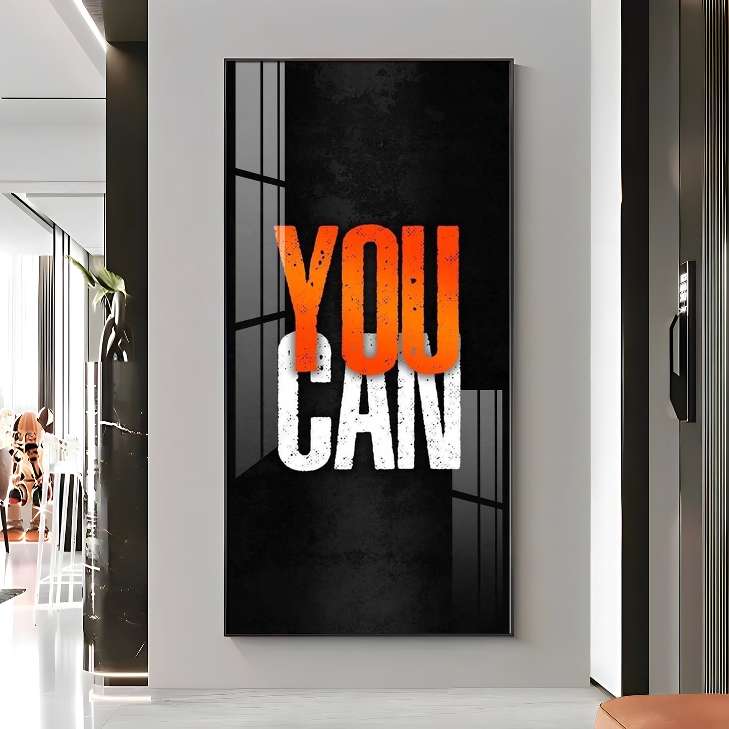 You Can Motivational Glass Finish Vertical Wall Art