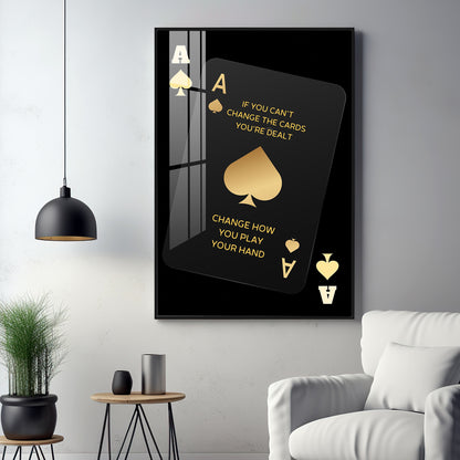 Luxe Ace of Spades Glass Finish Vertical Wall Art