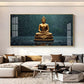 Golden Calm Budha Glass Finish Horizontal Wall Art