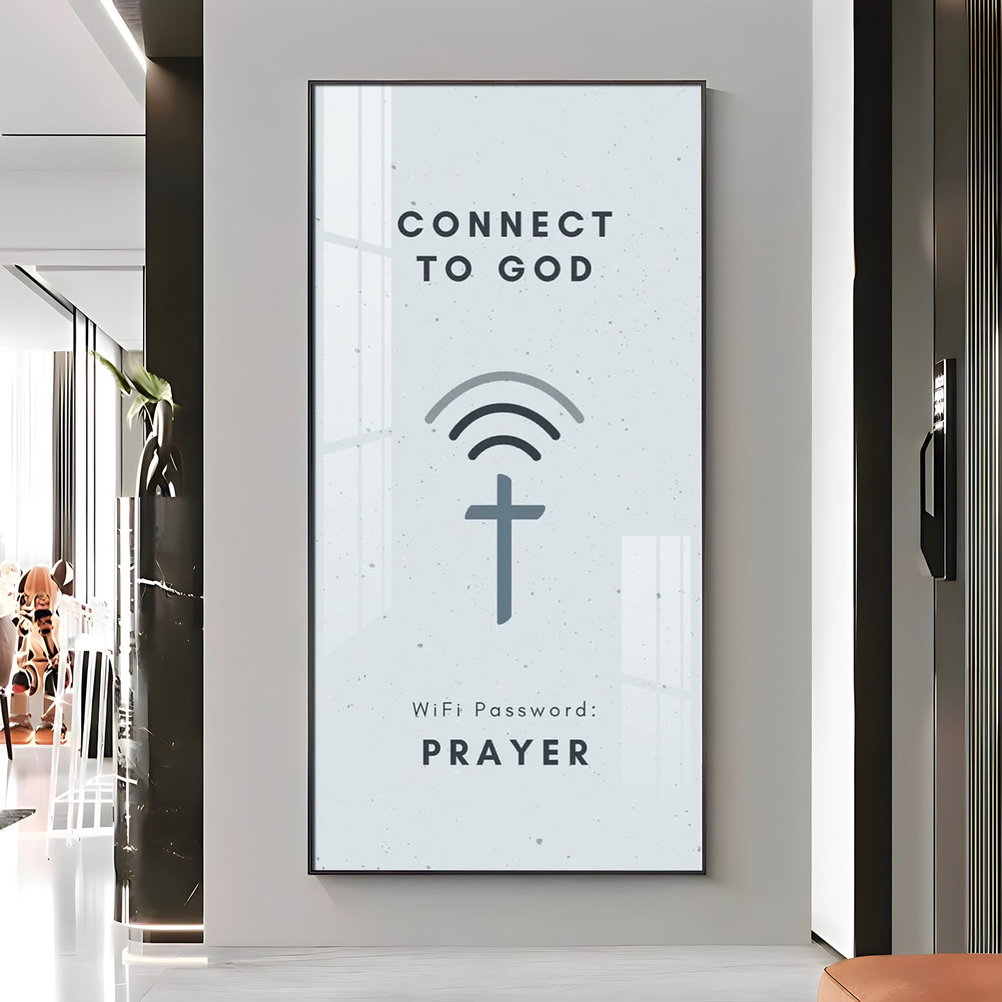 Connect To God Motivational Glass Finish Vertical Wall Art
