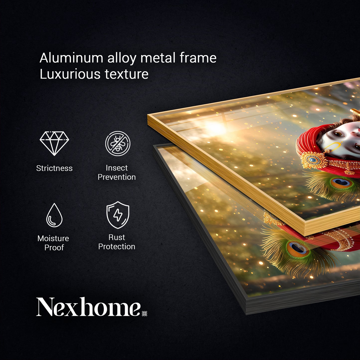 Bihari Ji Glass Finish Vertical Wall Art