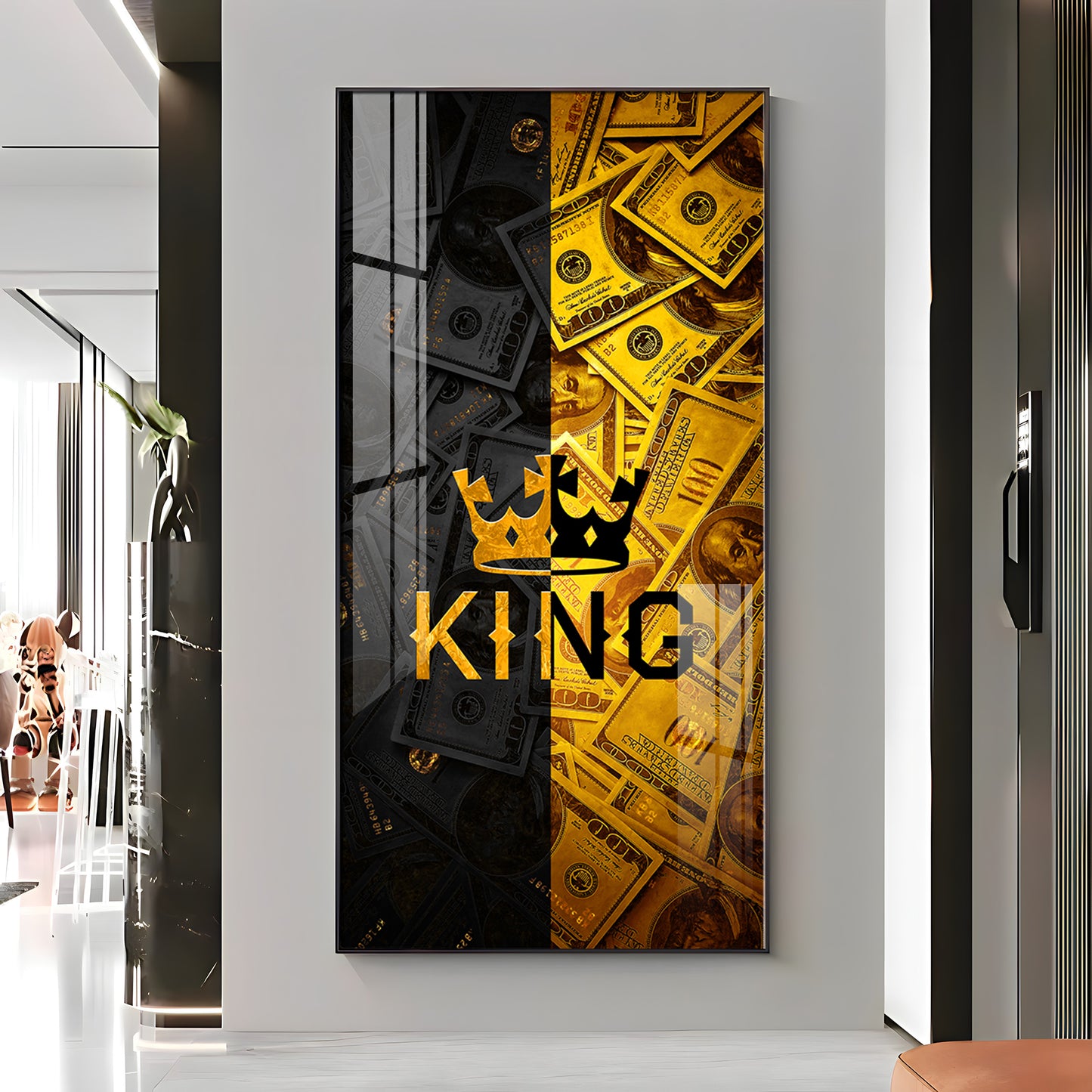 King Motivational Glass Finish Vertical Wall Art