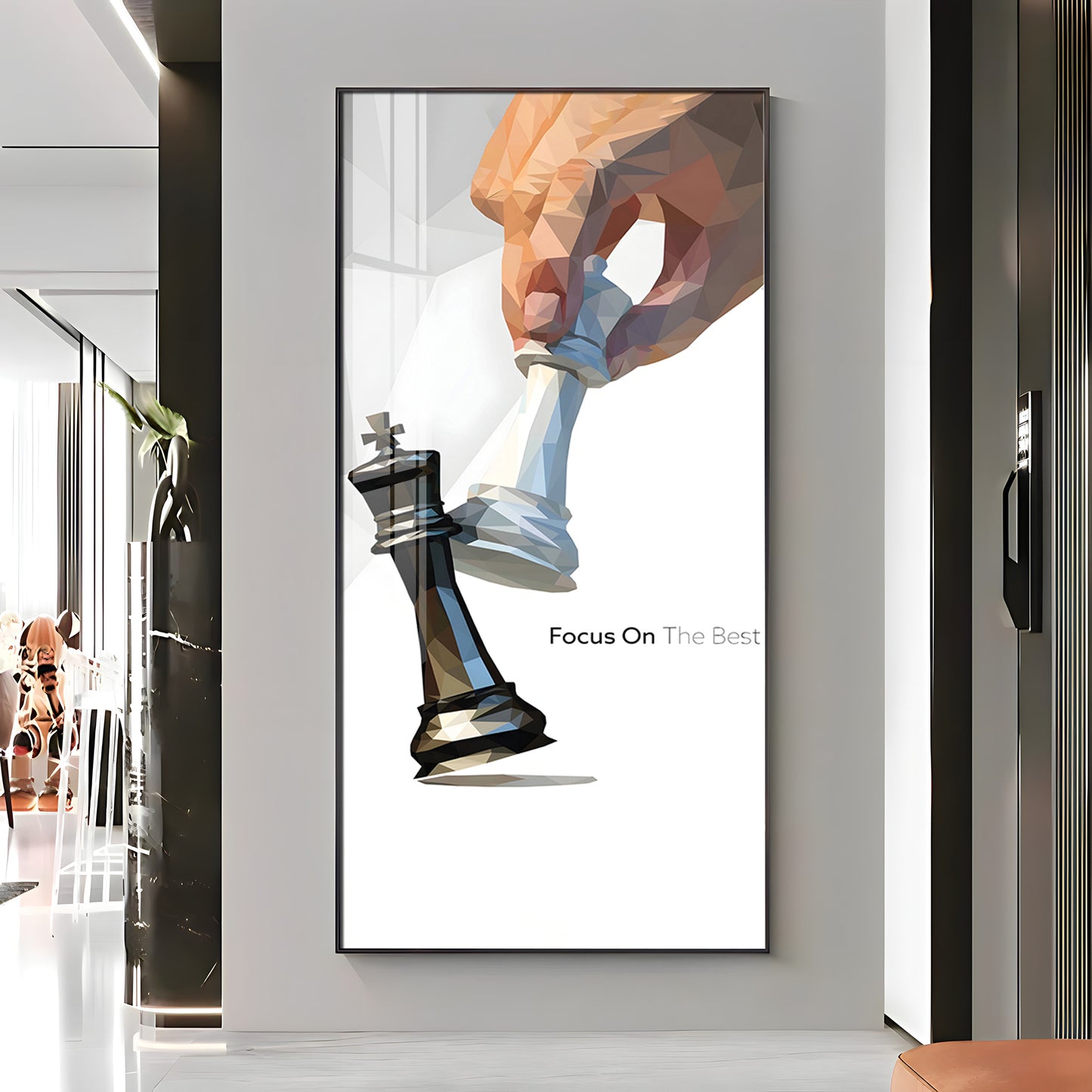 Focus On The Best Motivational Glass Finish Vertical Wall Art