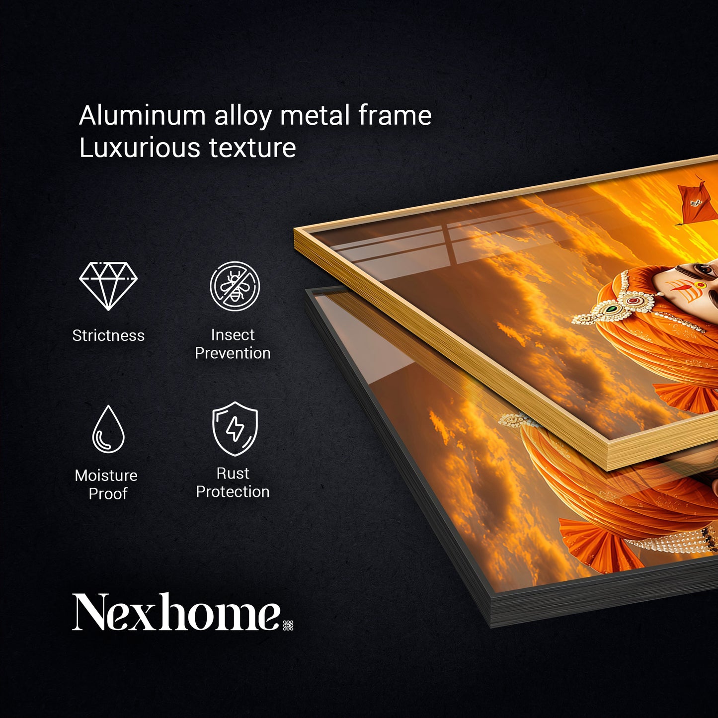 Shivaji Maharaj Glass Finish Vertical Wall Art