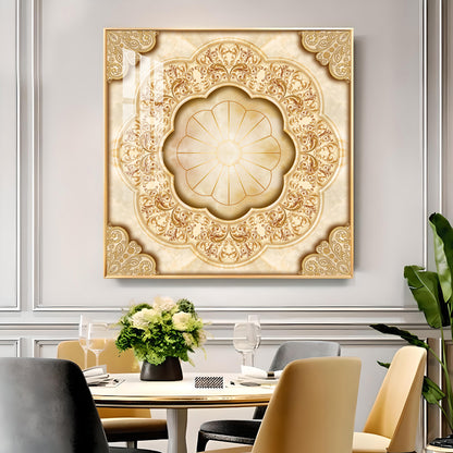 Ornate Masterpiece Glass Finish Square Wall Art