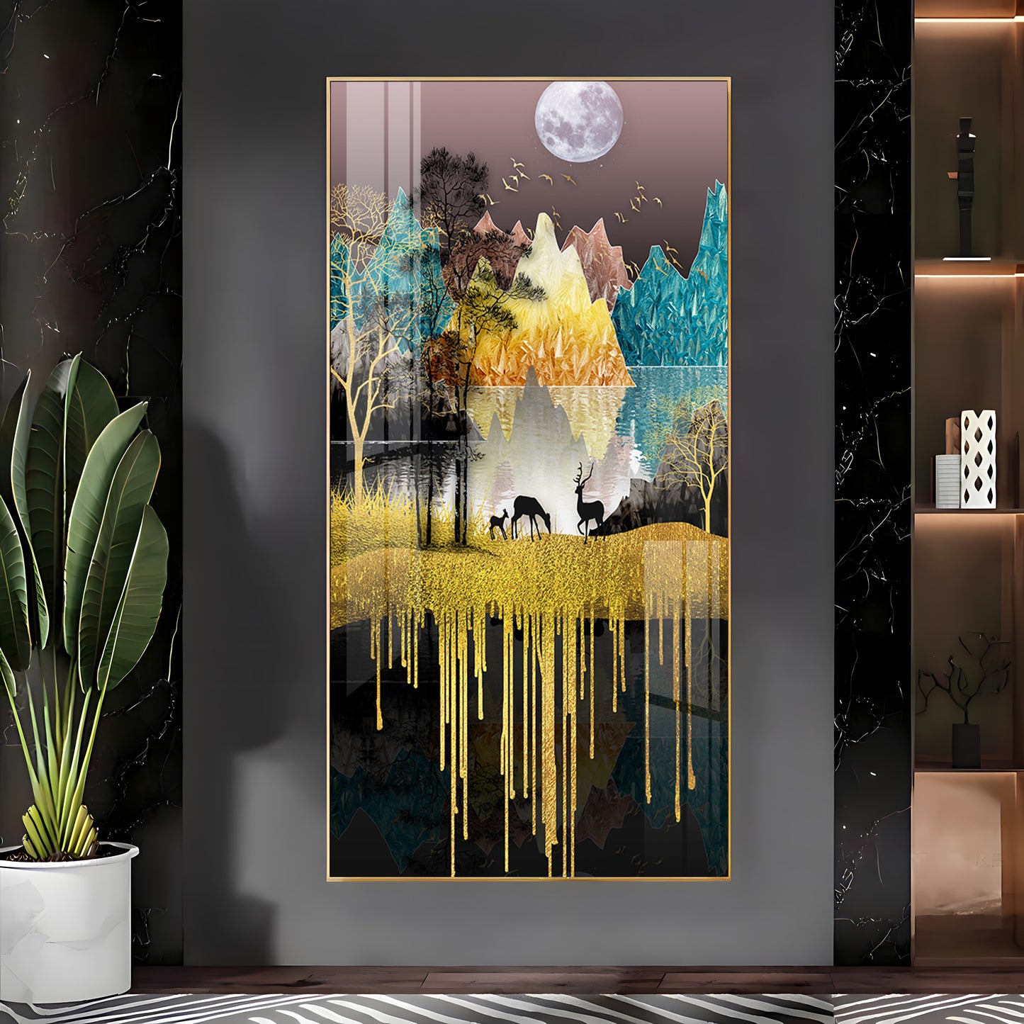 Forest Serenity Glass Finish Vertical Wall Art