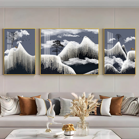 Alpine Dreamscape Glass Finish Wall Art (Set Of 3)