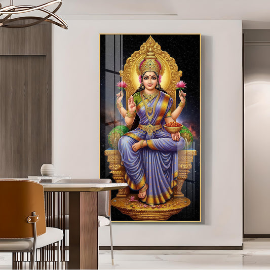 Mahalaxmi Glass Finish Vertical Wall Art