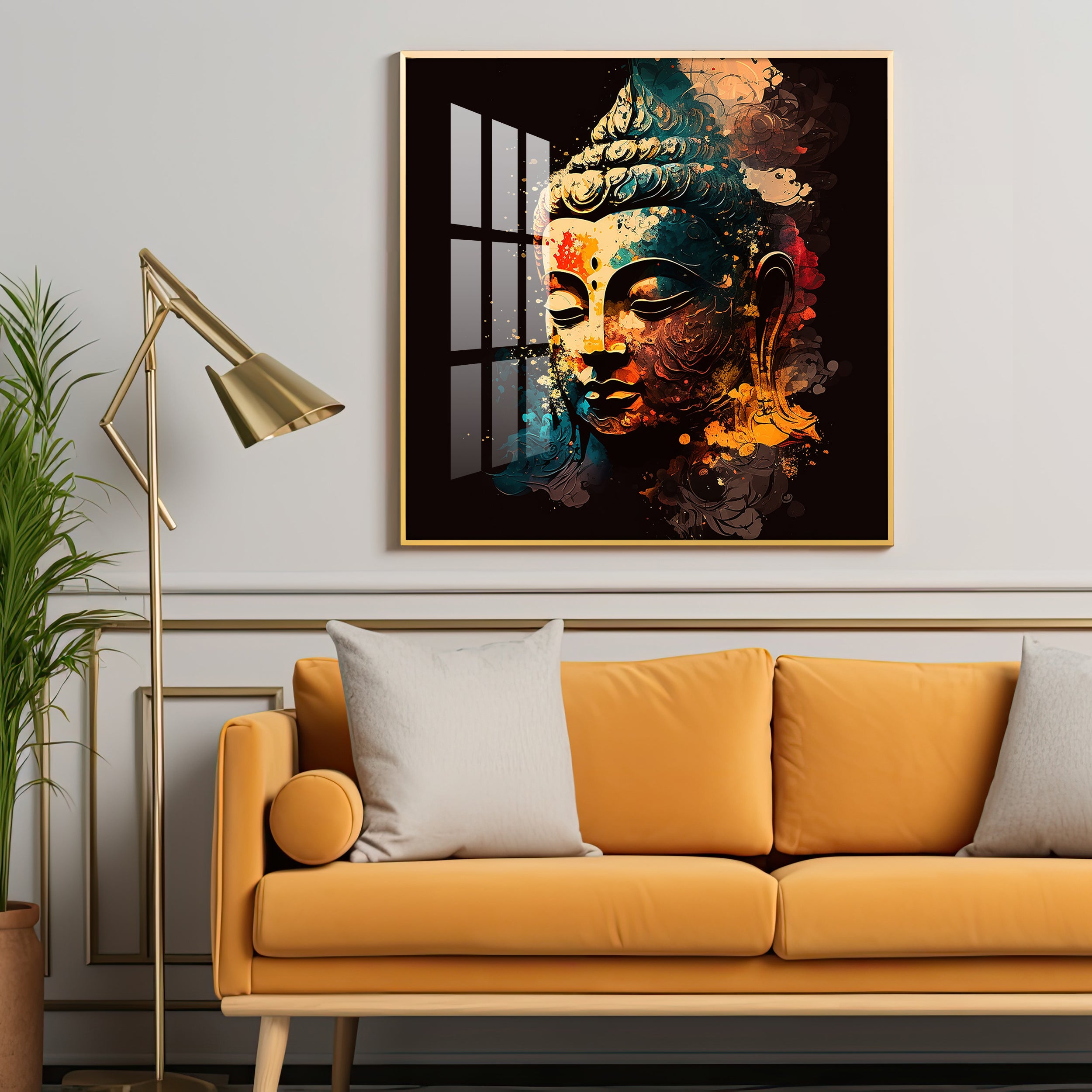 Tranquil Buddha Glass Finish Square Wall Art