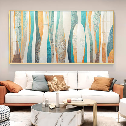 Abstract Colorfall Glass Finish Horizontal Wall Art