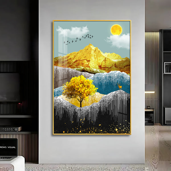 Nature's Embrace Glass Finish Vertical Wall Art