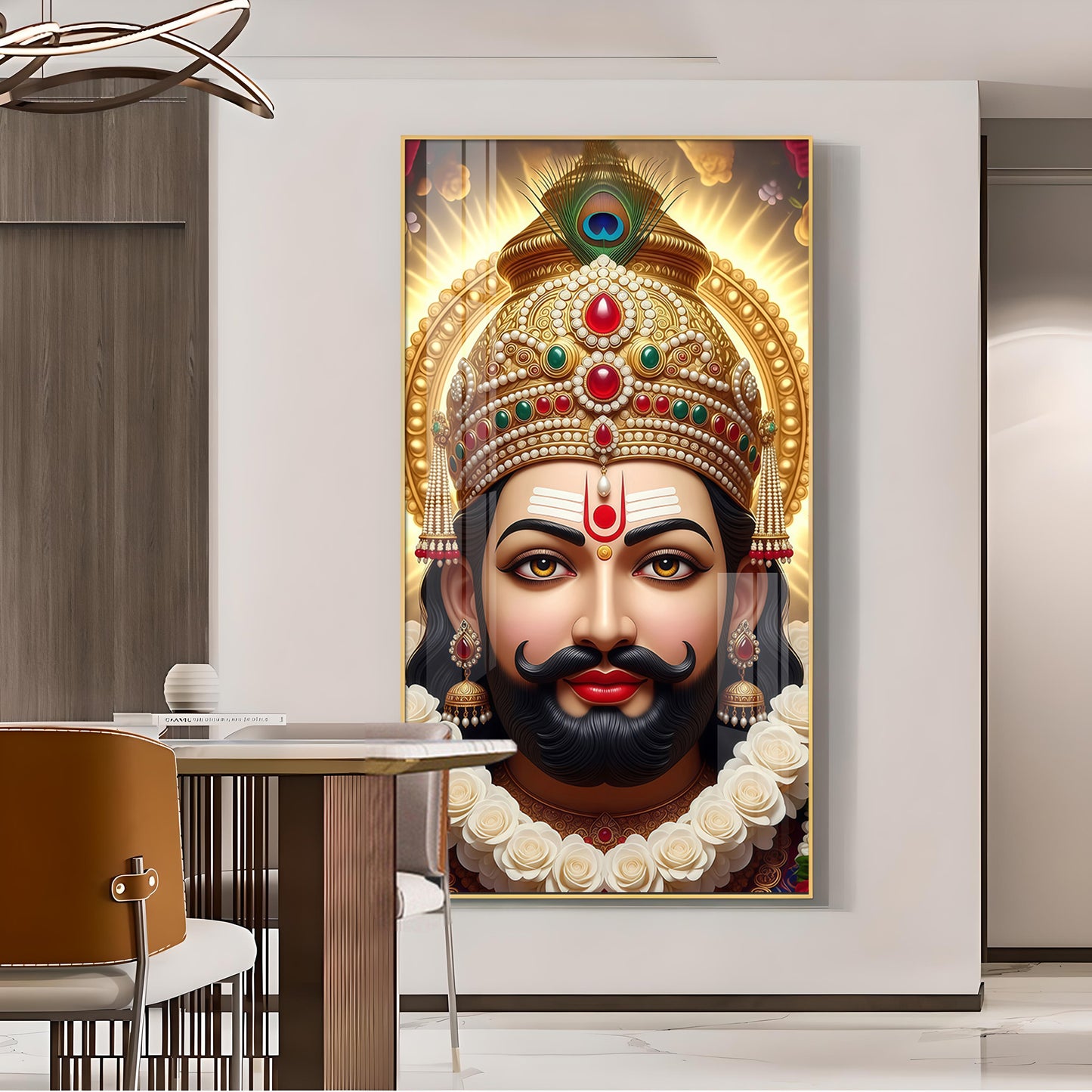 Jai Shri Shyam Baba Glass Finish Vertical Wall Art