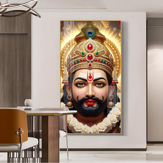 Jai Shri Shyam Baba Glass Finish Vertical Wall Art