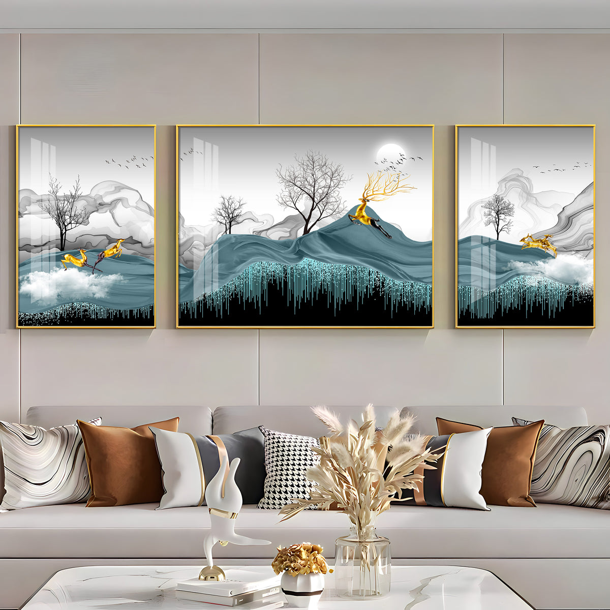 Majestic Landscapes Glass Finish Wall Art (Set Of 3)