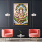 Hindu Lord Ganpati Bappa Glass Finish Vertical Wall Art