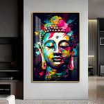 Colorful Enlightenment Glass Finish Vertical Wall Art