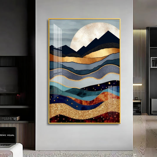 Mountain Peaks Glass Finish Veritcal Wall Art