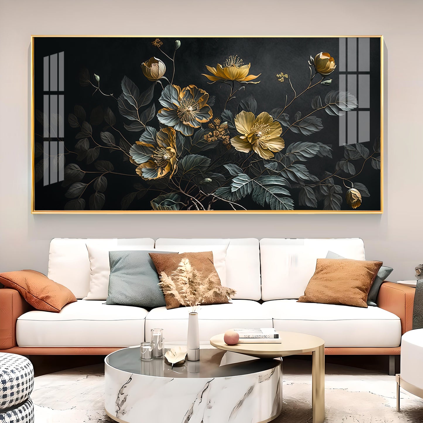 Amazing Flower Blooming Glass Finish Horizontal Wall Art