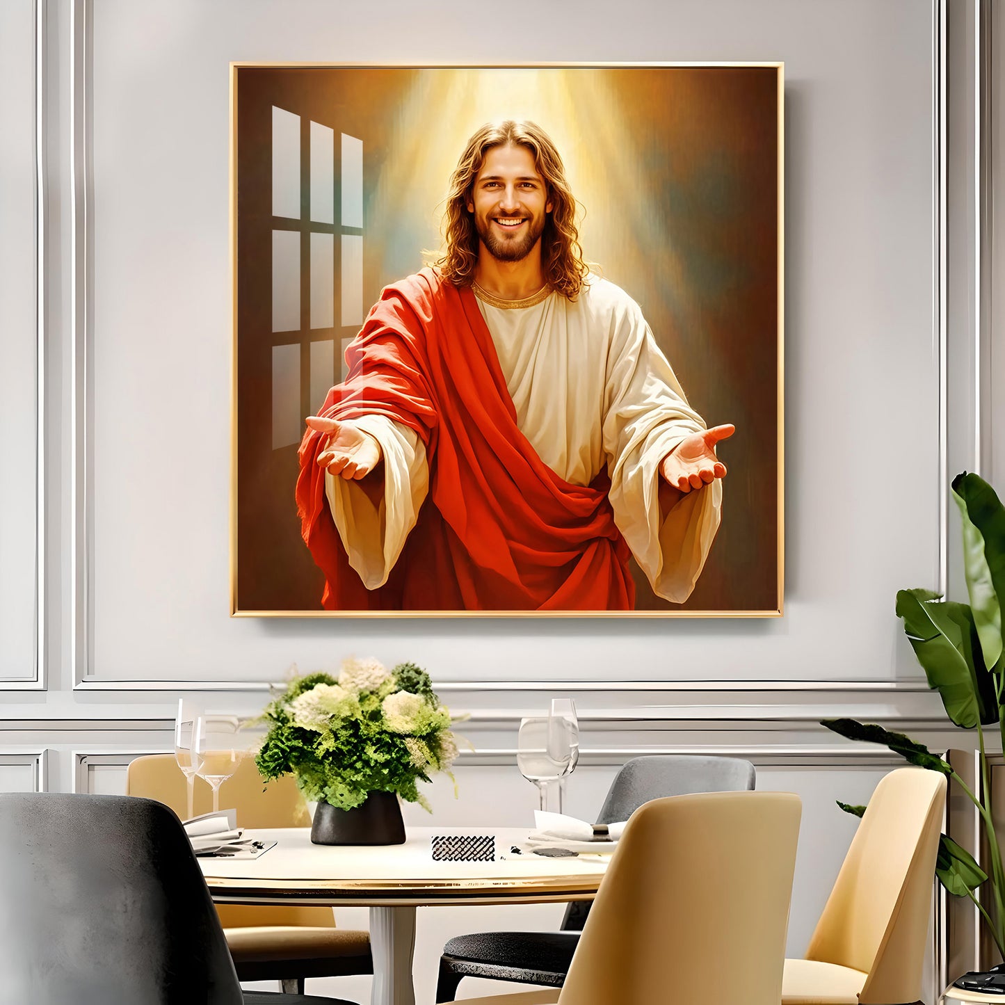 God jesus Glass Finish Square Wall Art