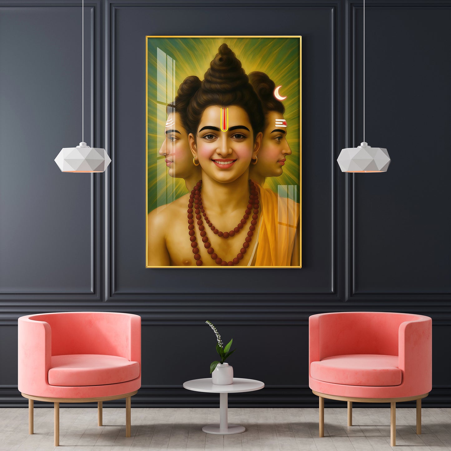 Sri Dattatreya Swami Glass Finish Vertical Wall Art