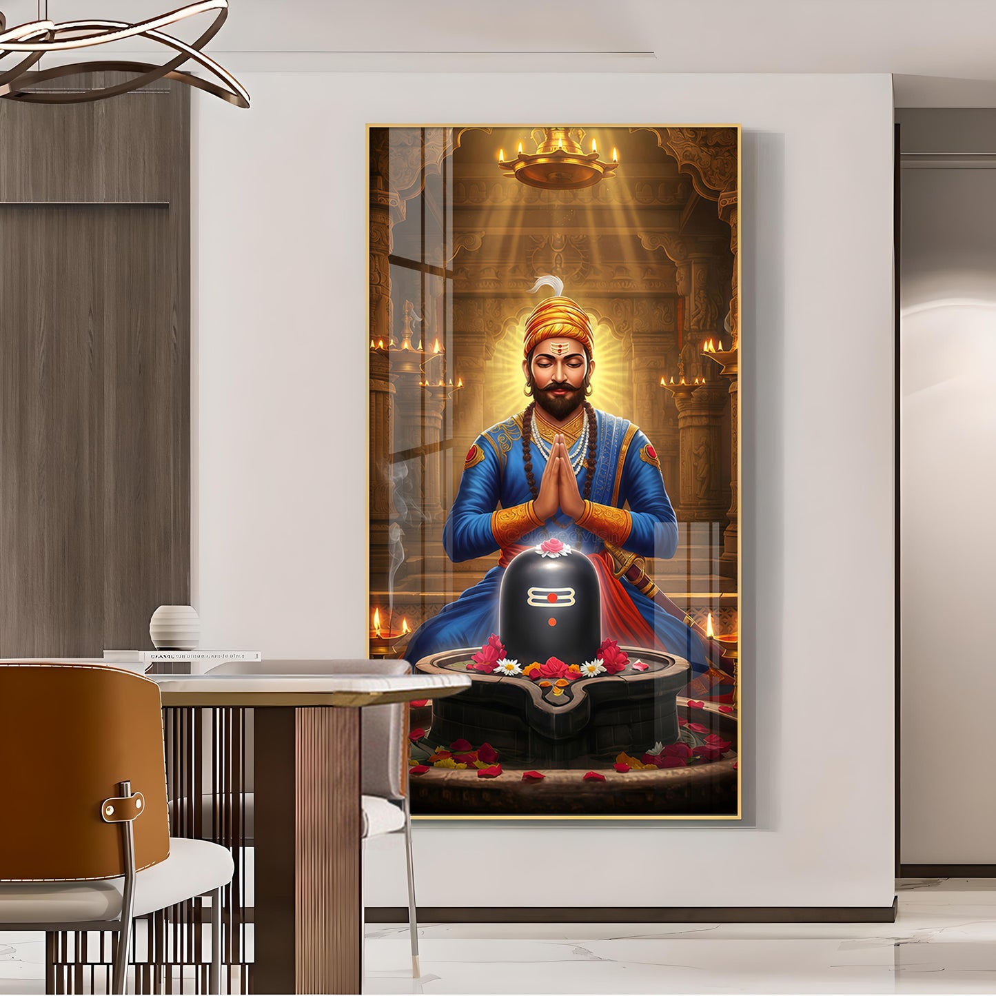 Chhatrapati Sambhaji Maharaj Glass Finish Vertical Wall Art