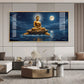 Buddha Sitting Peacfully Glass Finish Horizontal Wall Art