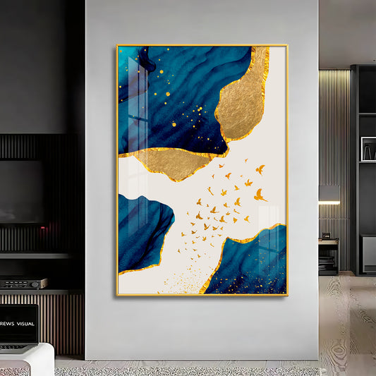 Luxe Harmony Abstracts Glass Finish Vertical Wall Art
