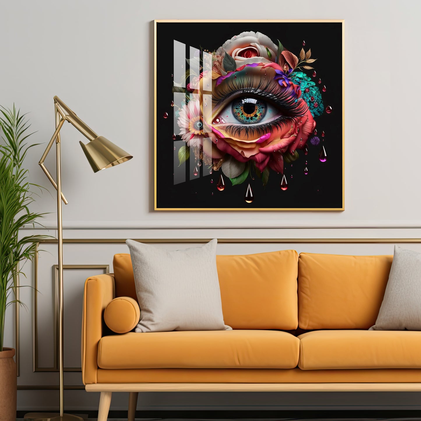 Radiant Jewel Eye Glass Finish Square Wall Art