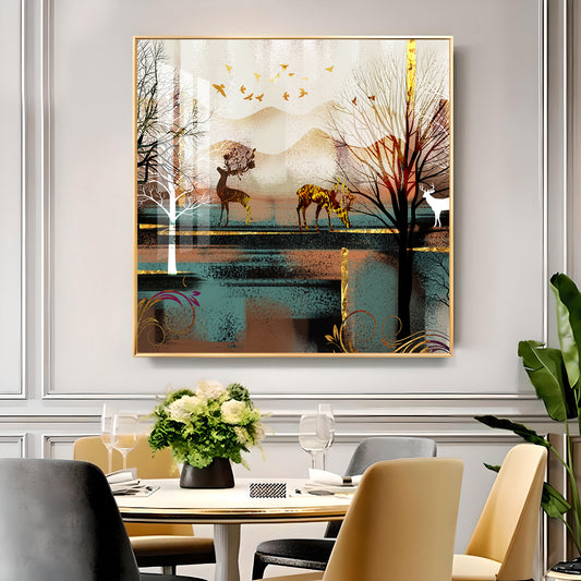 Modern Wildlife Glass Finish Square Wall Art
