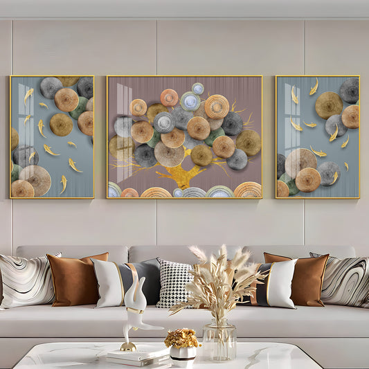 Spiral of Flower Glass Finish Wall Art (Set Of 3)