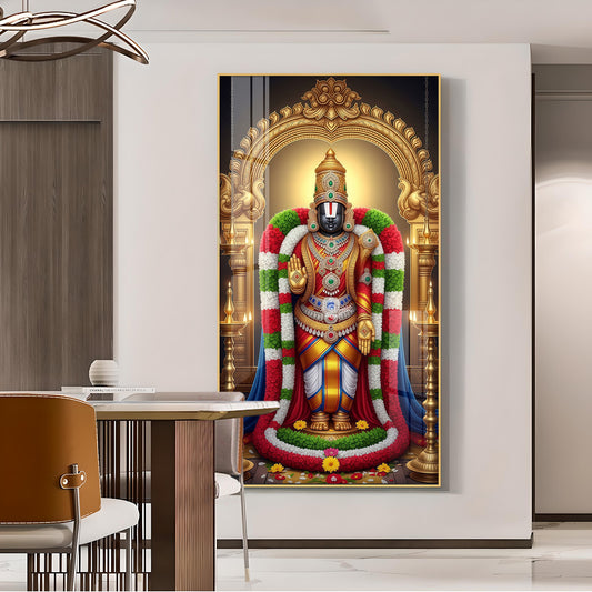 Om Namo Venkatesha Glass Finish Vertical Wall Art