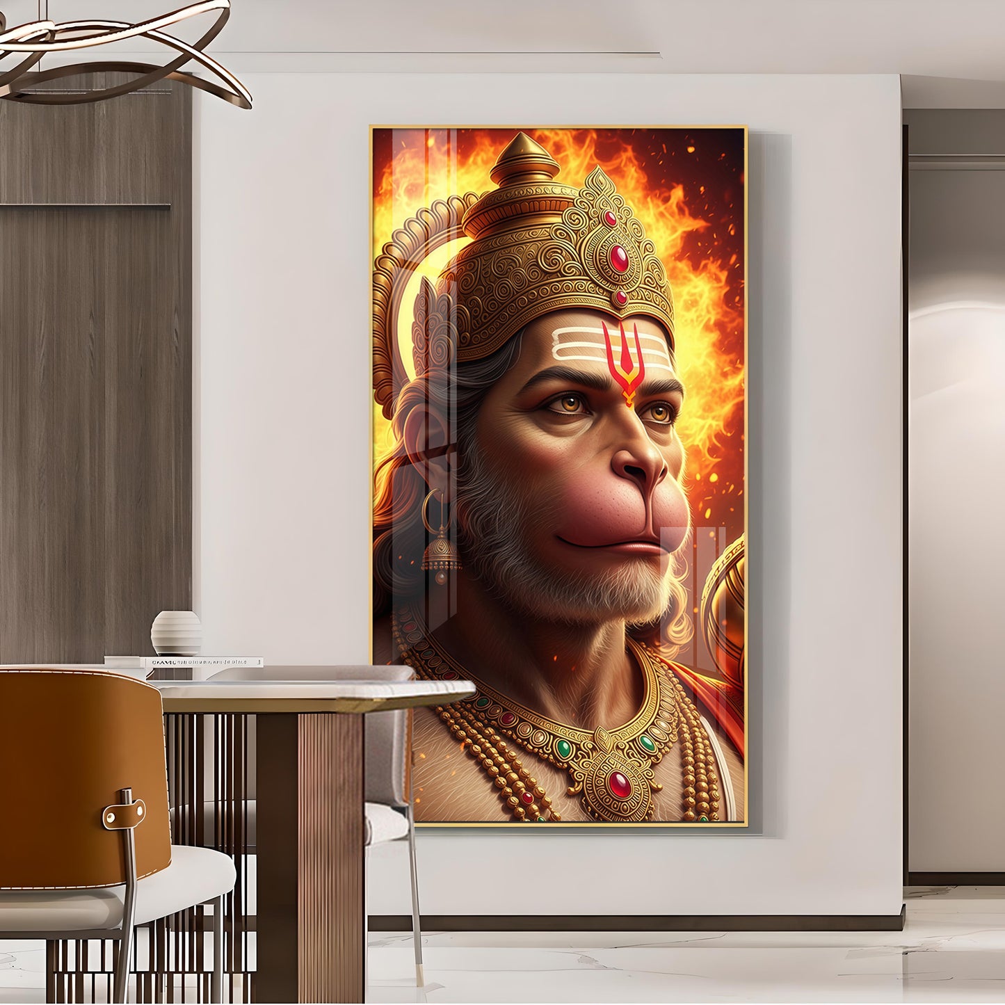 Ram Bhakt Hanuman Ji Glass Finish Vertical Wall Art