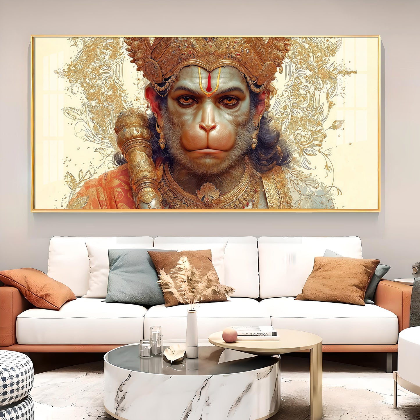 Shri Ram Bhakt Balaji Glass Finish Horizontal Wall Art