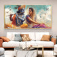 Radhe Krishna Loving Glass Finish Horizontal Wall Art