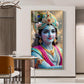 Lord Jai Shri Krishna Glass Finish Vertical Wall Art