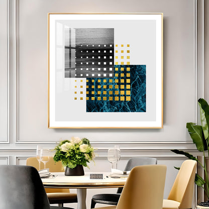 Golden Noir Mosaic Glass Finish Square Wall Art