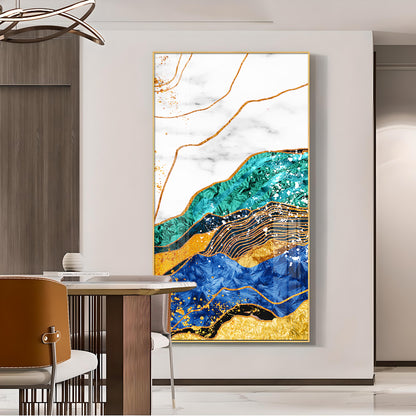 Celestial Marble Fusion Glass Finish Vertical Wall Art