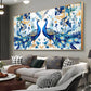 Two Peacock Looking Each Other Glass Finish Horizontal Wall Art