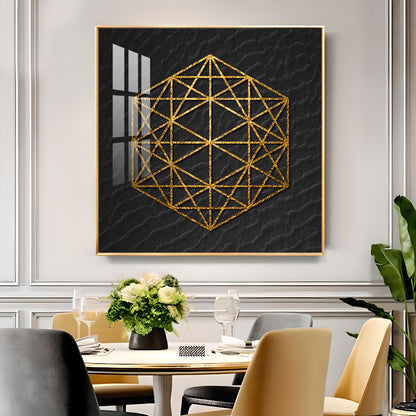 Geometric Elegance Glass Finish Square Wall Art