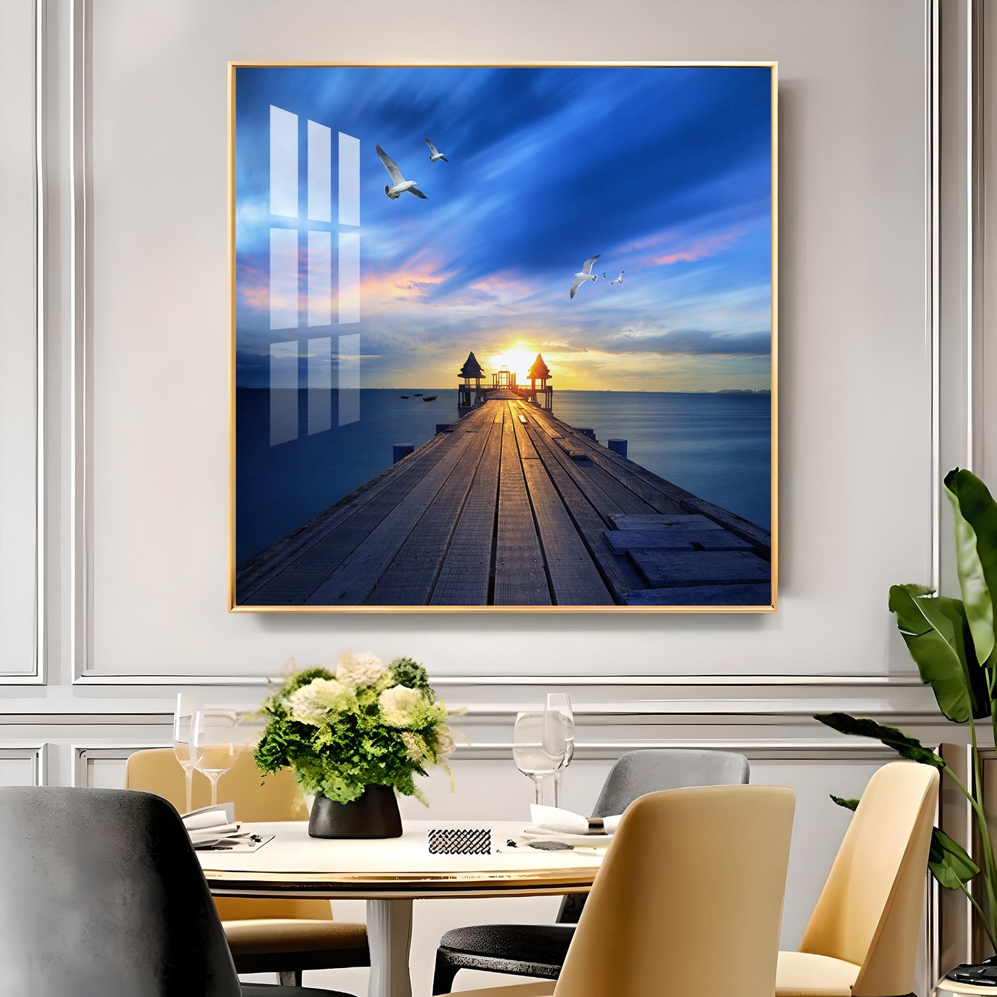 Sunset Vision Glass Finish Square Wall Art