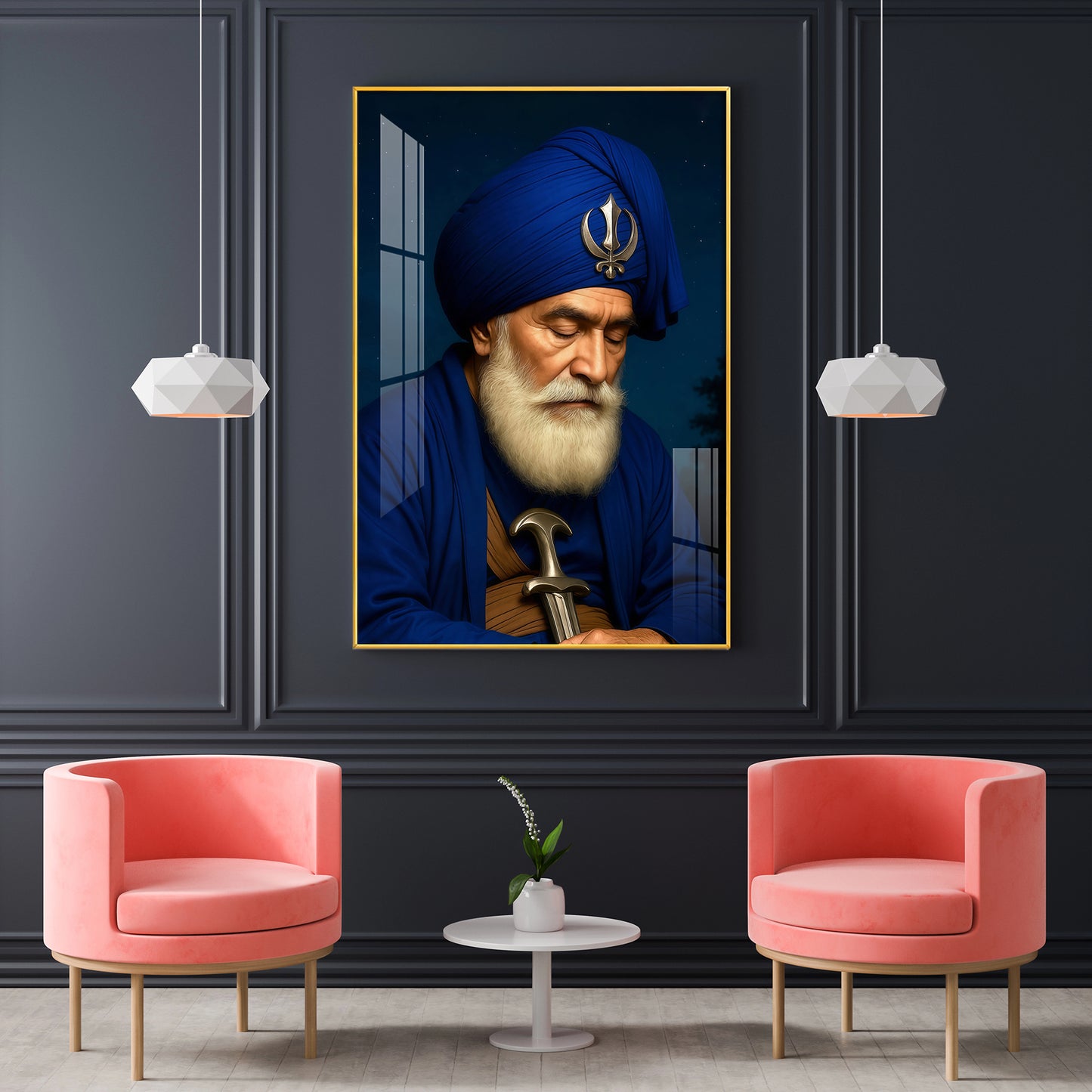 Dhan Dhan Baba Deep Singh Ji Glass Finish Vertical Wall Art