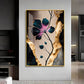 Noir Blossom Majesty Glass Finish Vertical Wall Art