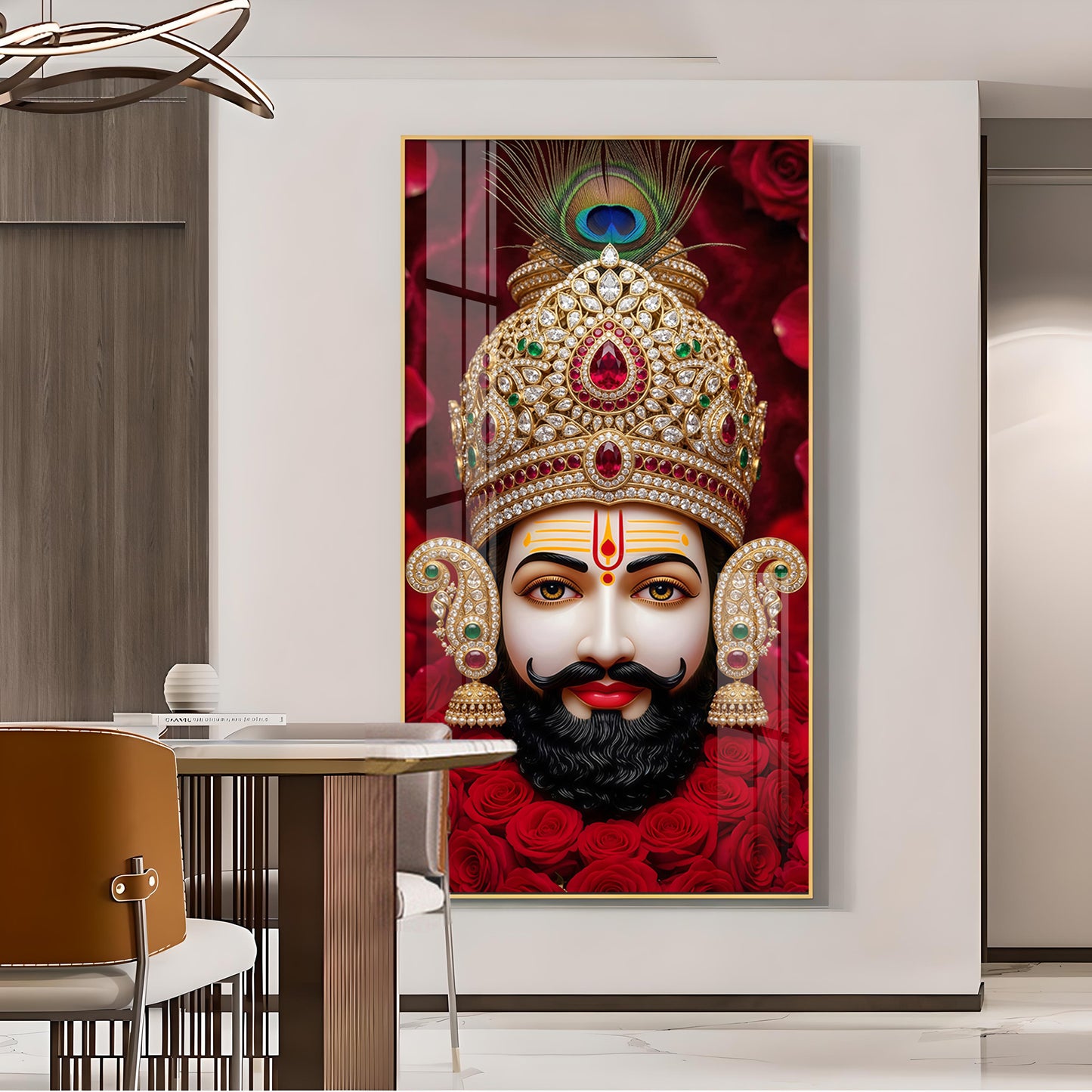 Shyam Baba Glass Finish Vertical Wall Art