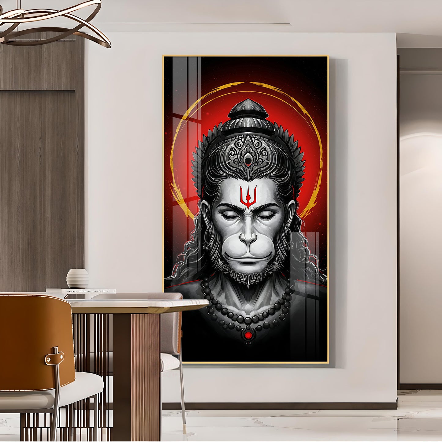 Ram Bhakat Bajarang Bali Glass Finish Vertical Wall Art