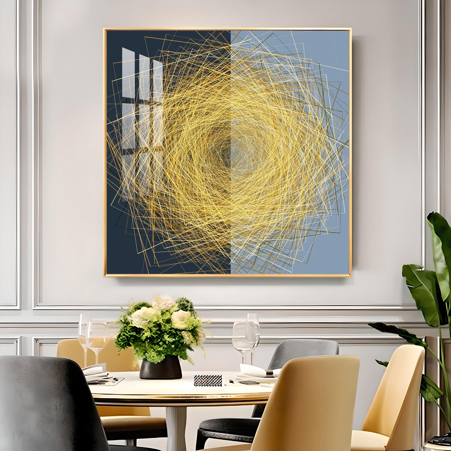 String Wire Glass Finish Square Wall Art