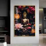 Buddha Eternal Peace Glass Finish Vertical Wall Art